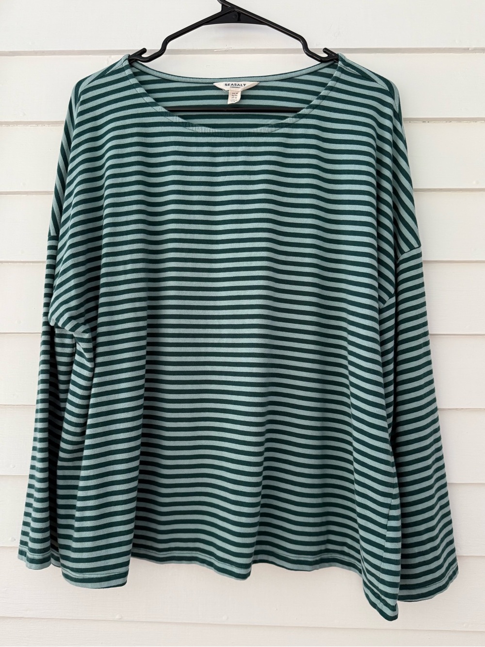 Seasalt Cornwall | Striped Relaxed Top Tunic US 12 Teal Blue